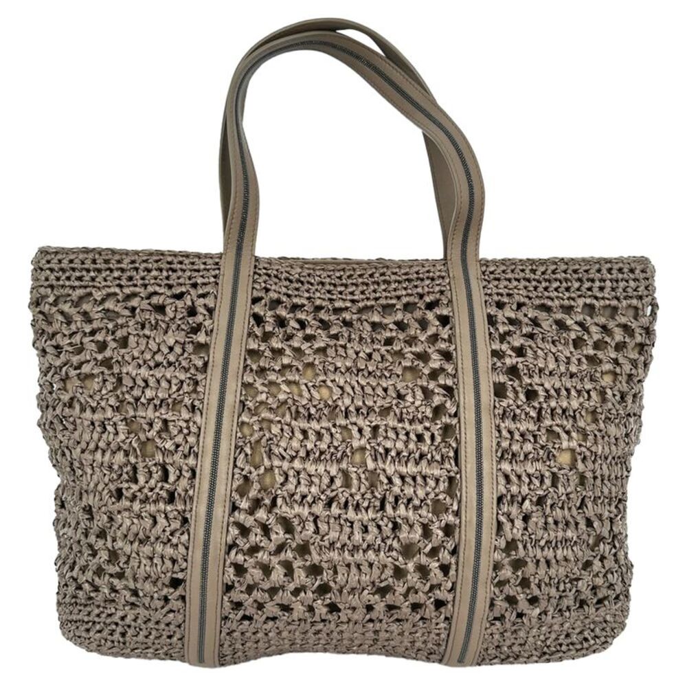 Brunello Cucinelli Woven Tote Bag in Brown Raffia